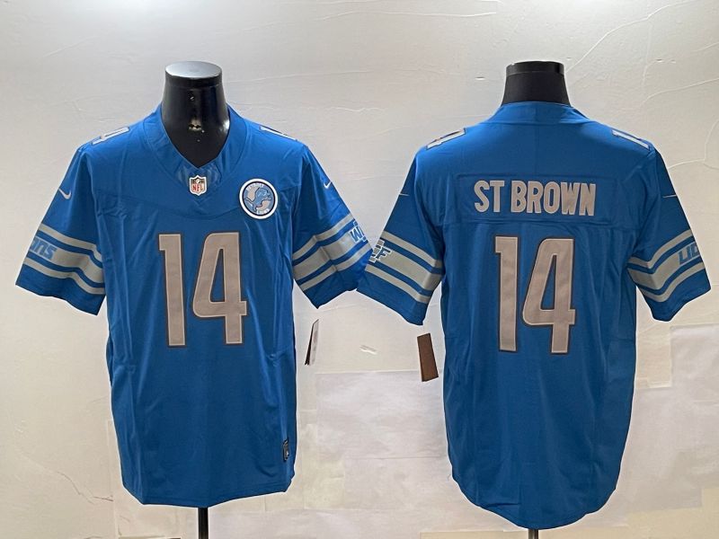 Men Detroit Lions #14 St Brown Blue three generations 2024 Nike Limited NFL Jersey style 11021->detroit lions->NFL Jersey